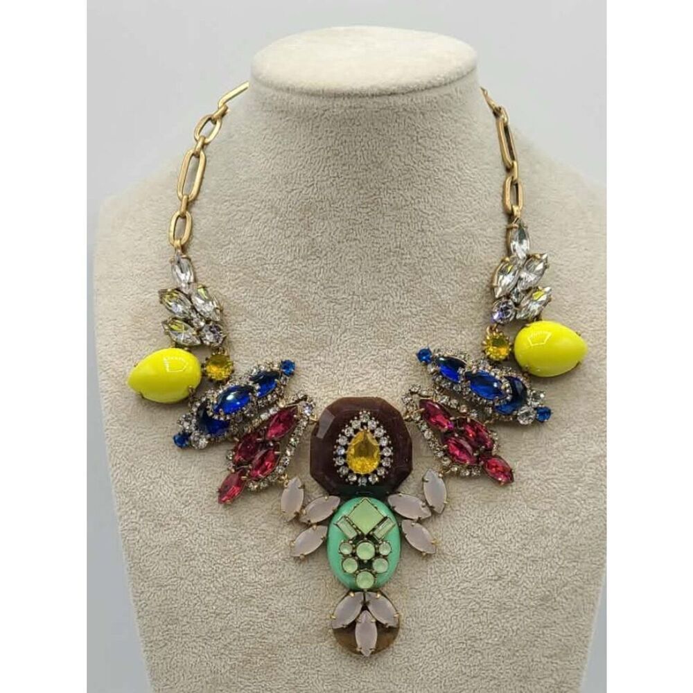J Crew Vintage Massive Multi Color Stone Resin Necklace